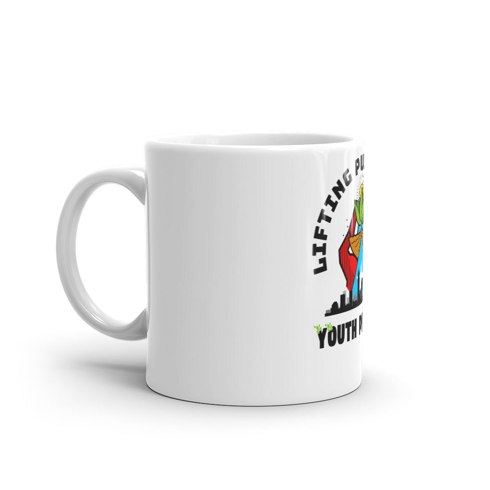 Lifting Puerto Rico Youth Project White glossy mug
