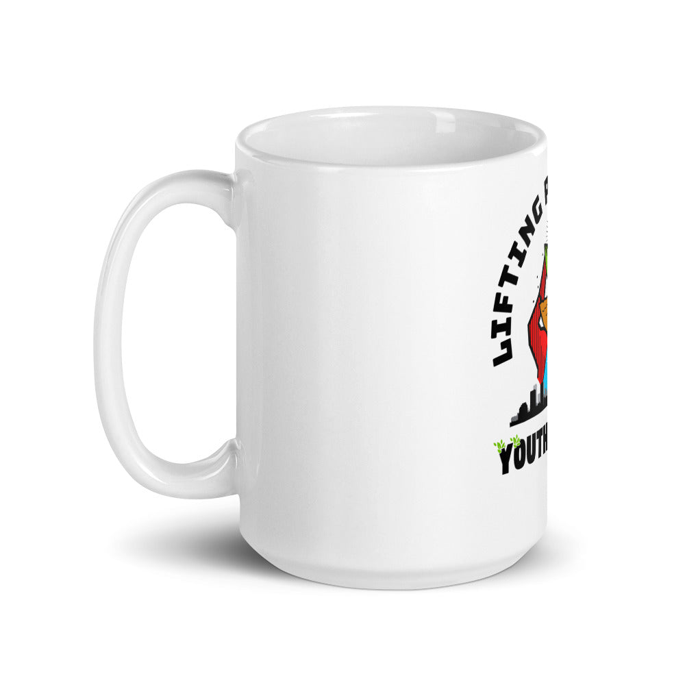 Lifting Puerto Rico Youth Project White glossy mug